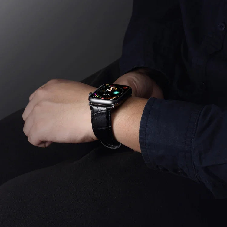 カウハイド クロコダイルテクスチャーストラップバンド、Apple Watchシリーズ用、Apple Watchシリーズ5用