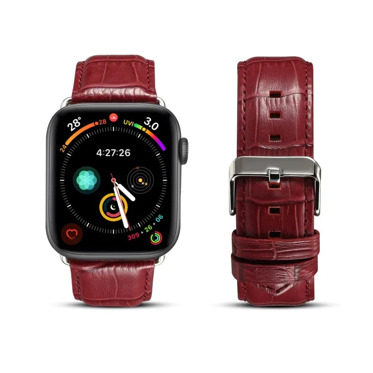 カウハイド クロコダイルテクスチャーストラップバンド、Apple Watchシリーズ用、Apple Watchシリーズ5用