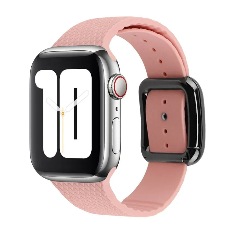 Apple Watchシリーズ用ブラックバックルシリコンウォッチバンド、7 45mm / 6&SE&5&4 44mm / 3&2&1 42mm