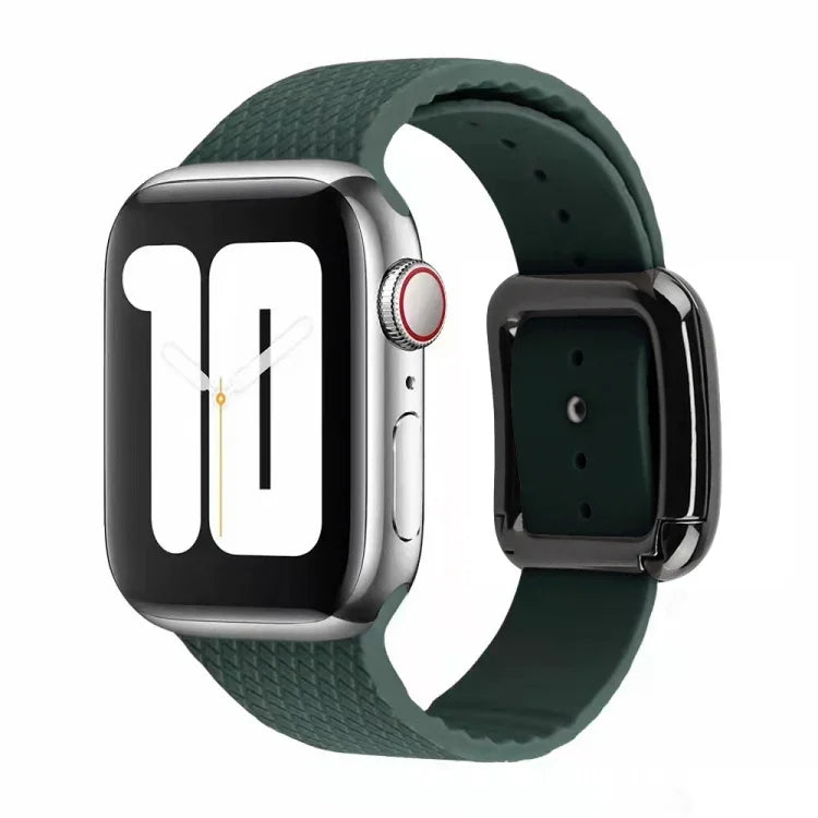 Apple Watchシリーズ用ブラックバックルシリコンウォッチバンド、7 45mm / 6&SE&5&4 44mm / 3&2&1 42mm