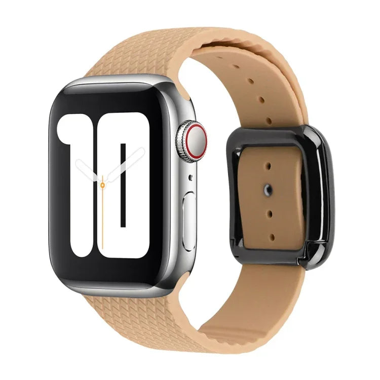 Apple Watchシリーズ用ブラックバックルシリコンウォッチバンド、7 45mm / 6&SE&5&4 44mm / 3&2&1 42mm