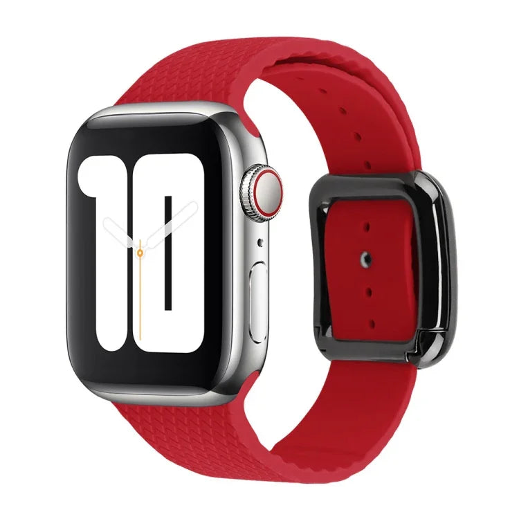 Apple Watchシリーズ用ブラックバックルシリコンウォッチバンド、7 45mm / 6&SE&5&4 44mm / 3&2&1 42mm