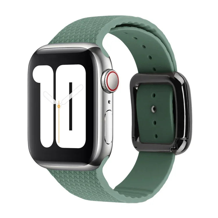 Apple Watchシリーズ用ブラックバックルシリコンウォッチバンド、7 45mm / 6&SE&5&4 44mm / 3&2&1 42mm