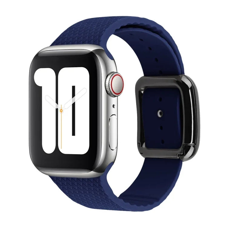 Apple Watchシリーズ用ブラックバックルシリコンウォッチバンド、7 45mm / 6&SE&5&4 44mm / 3&2&1 42mm