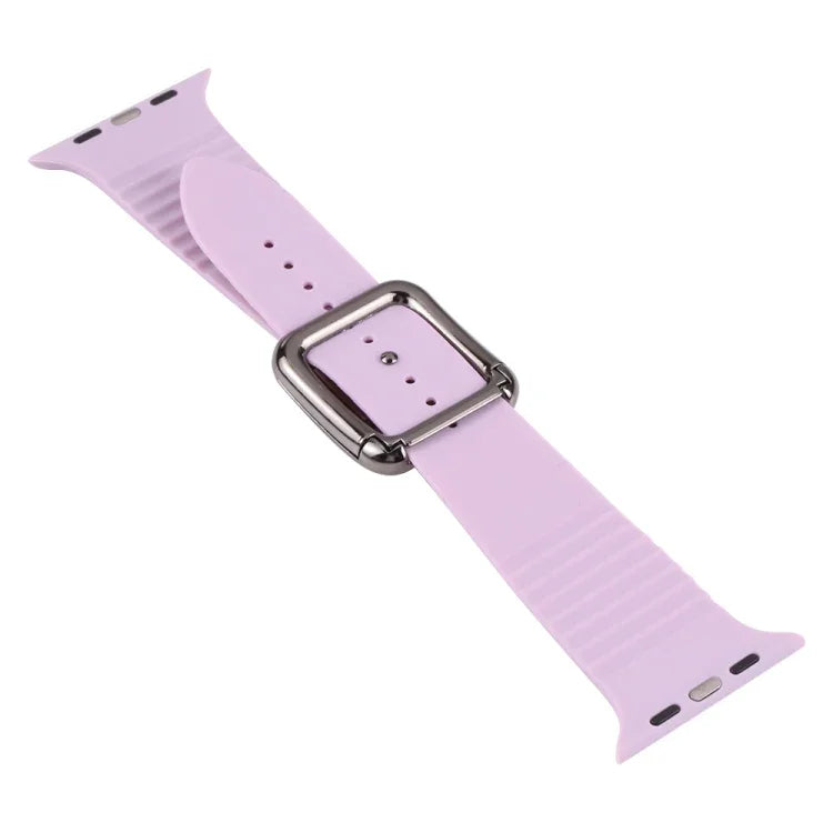 Apple Watchシリーズ用ブラックバックルシリコンウォッチバンド、7 45mm / 6&SE&5&4 44mm / 3&2&1 42mm