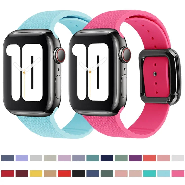 Apple Watchシリーズ用ブラックバックルシリコンウォッチバンド、7 45mm / 6&SE&5&4 44mm / 3&2&1 42mm
