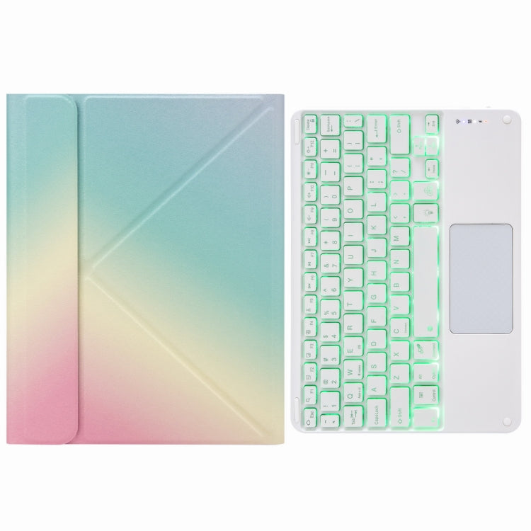 H-102CS タッチバックライト Bluetoothキーボードレザーケース 後部三つ折りホルダー付き、iPad 10.2 2020 & 2019 / Pro 10.5インチ用