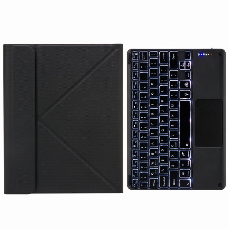 H-102CS タッチバックライト Bluetoothキーボードレザーケース 後部三つ折りホルダー付き、iPad 10.2 2020 & 2019 / Pro 10.5インチ用