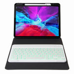 H-102S モノクロバックライト Bluetoothキーボードレザーケース 後部三つ折りホルダー付き、iPad 10.2 2020 & 2019 / Pro 10.5インチ用、iPad 9.7 2018 & 2017用、iPad Pro 11インチ 2021 & 2020 & 2018 / Air 2020 10.9用