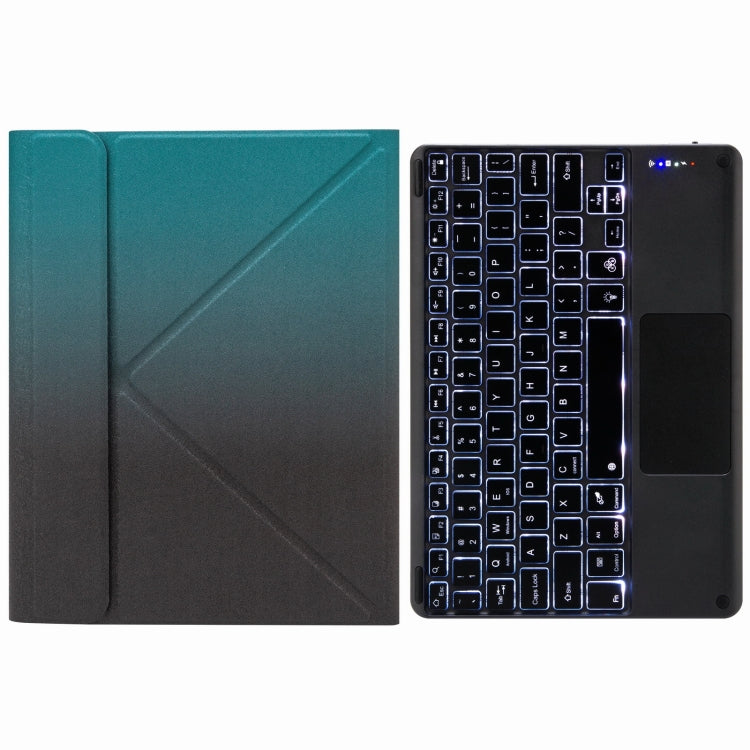H-097CS タッチバックライト Bluetoothキーボードレザーケース 後部三つ折りホルダー付き、iPad 9.7 2018 & 2017用、iPad Pro 11インチ 2021 & 2020 & 2018 / Air 2020 10.9用