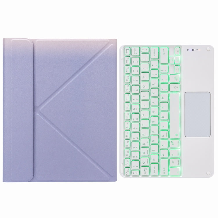 H-097CS タッチバックライト Bluetoothキーボードレザーケース 後部三つ折りホルダー付き、iPad 9.7 2018 & 2017用、iPad Pro 11インチ 2021 & 2020 & 2018 / Air 2020 10.9用