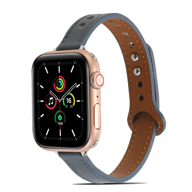 Apple Watchシリーズ用ダブルリベットレザーストラップバンド、7 41mm / 6&SE&5&4 40mm / 3&2&1 38mm、7 45mm / 6&SE&5&4 44mm / 3&2&1 42mm