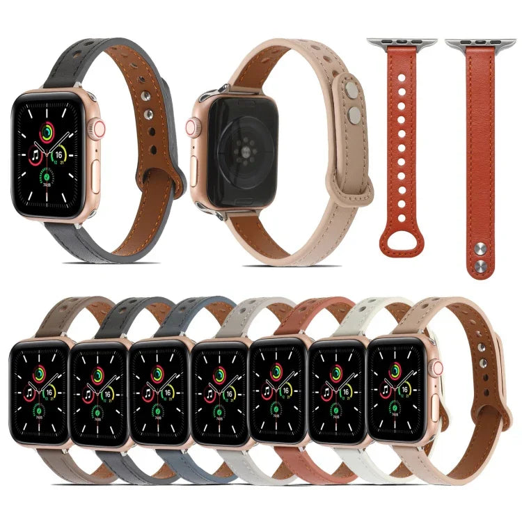 Apple Watchシリーズ用ダブルリベットレザーストラップバンド、7 41mm / 6&SE&5&4 40mm / 3&2&1 38mm、7 45mm / 6&SE&5&4 44mm / 3&2&1 42mm