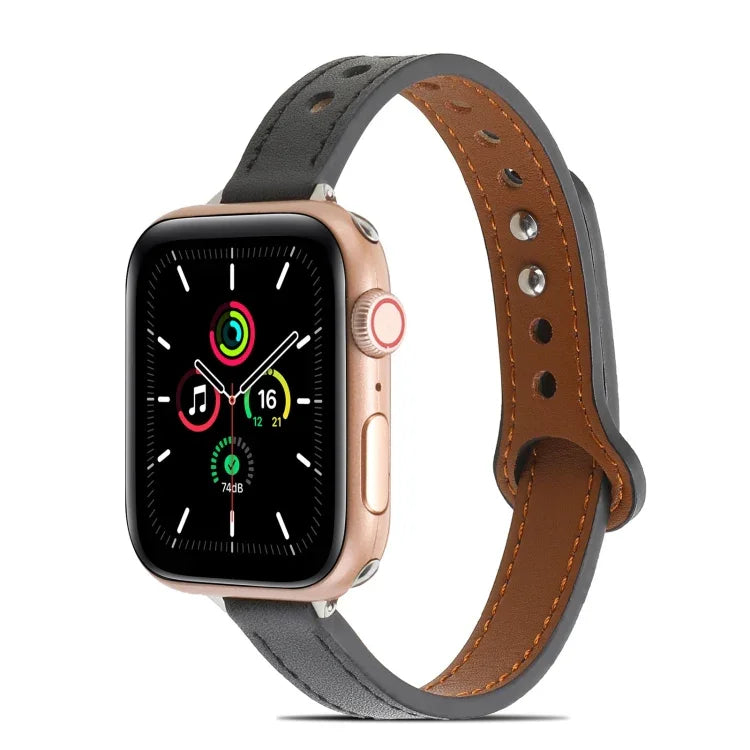 Apple Watchシリーズ用ダブルリベットレザーストラップバンド、7 41mm / 6&SE&5&4 40mm / 3&2&1 38mm、7 45mm / 6&SE&5&4 44mm / 3&2&1 42mm