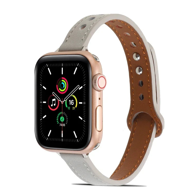 Apple Watchシリーズ用ダブルリベットレザーストラップバンド、7 41mm / 6&SE&5&4 40mm / 3&2&1 38mm、7 45mm / 6&SE&5&4 44mm / 3&2&1 42mm