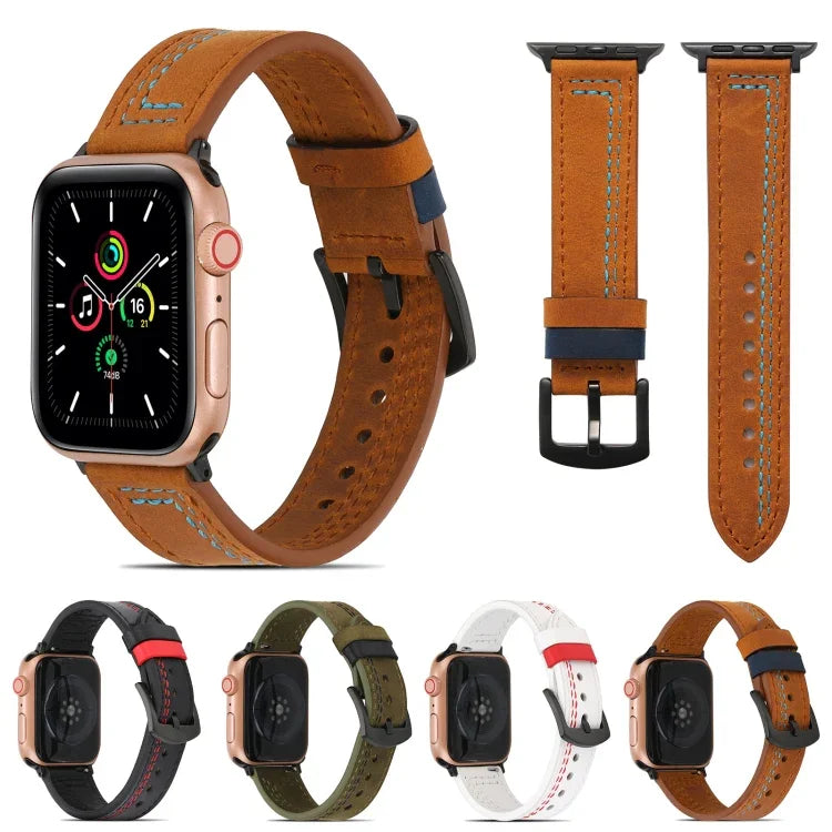 アップルウォッチシリーズ用縫製マットレザーバンド, 7 41mm / 6&SE&5&4 40mm / 3&2&1 38mm, 7 45mm / 6&SE&5&4 44mm / 3&2&1 42mm