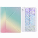 H-102S3 トライカラーバックライト Bluetoothキーボード レザーケース 後部三つ折りホルダー付き、iPad 10.2 2020 & 2019 / Pro 10.5インチ用、iPad 9.7 2018 & 2017用、iPad Pro 11インチ 2021 & 2020 & 2018 / Air 2020 10.9用