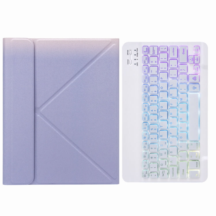 H-102S3 トライカラーバックライト Bluetoothキーボード レザーケース 後部三つ折りホルダー付き、iPad 10.2 2020 & 2019 / Pro 10.5インチ用、iPad 9.7 2018 & 2017用、iPad Pro 11インチ 2021 & 2020 & 2018 / Air 2020 10.9用