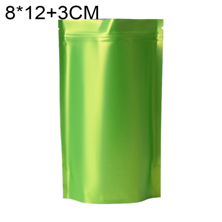 100枚セット マットアルミホイルスナックスタンドアップパウチ、8x12+3cm、9x13+3cm、10x15+3cm、12x20+4cm