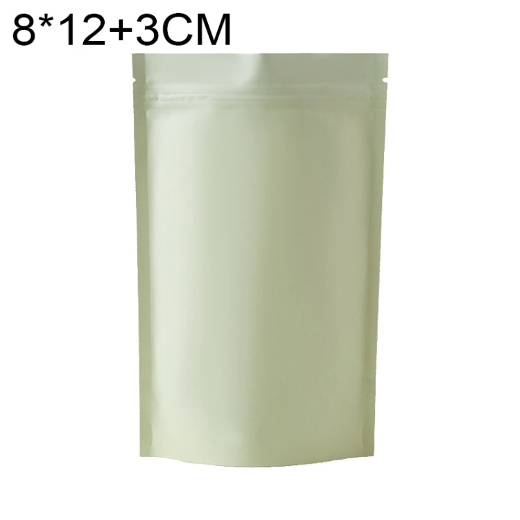 100枚セット マットアルミホイルスナックスタンドアップパウチ、8x12+3cm、9x13+3cm、10x15+3cm、12x20+4cm