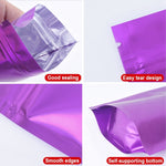 100枚セット マットアルミホイルスナックスタンドアップパウチ、8x12+3cm、9x13+3cm、10x15+3cm、12x20+4cm