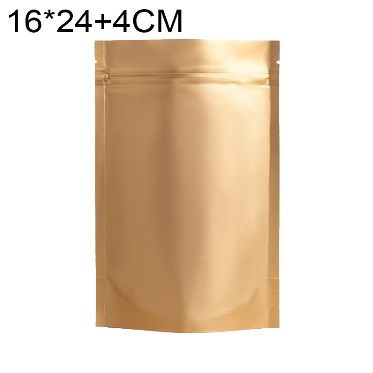 100枚セット マットアルミホイルスナックスタンドアップパウチ、14x20+4cm、15x22+4cm、16x24+4cm、18x26+4cm