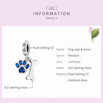 S925スターリングシルバー 犬の足跡と骨ペンダント DIYブレスレット ネックレスアクセサリー、犬の足跡と骨