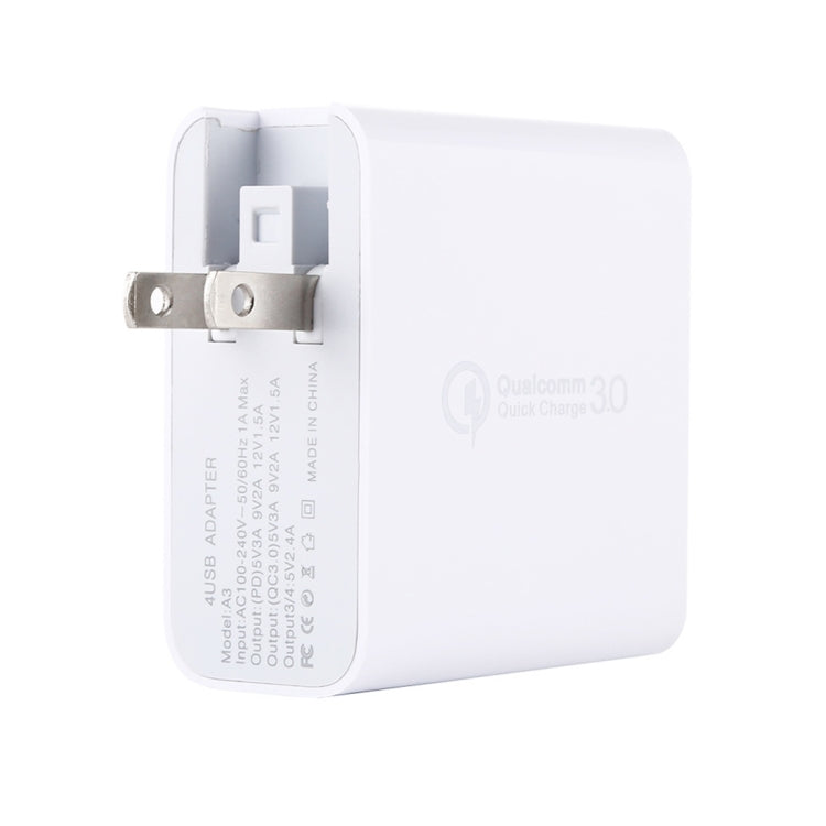 A3 PD 18W USB-C / Type-C + QC3.0 USB + デュアルUSBインターフェース トラベルチャージャー、USプラグ、EUプラグ、UKプラグ