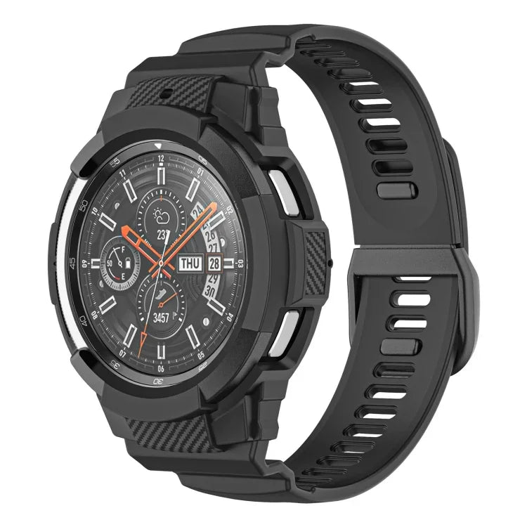 カーボンファイバースポーツシリコン一体型ウォッチバンド、Samsung Galaxy Watch4 Classic 42mm用