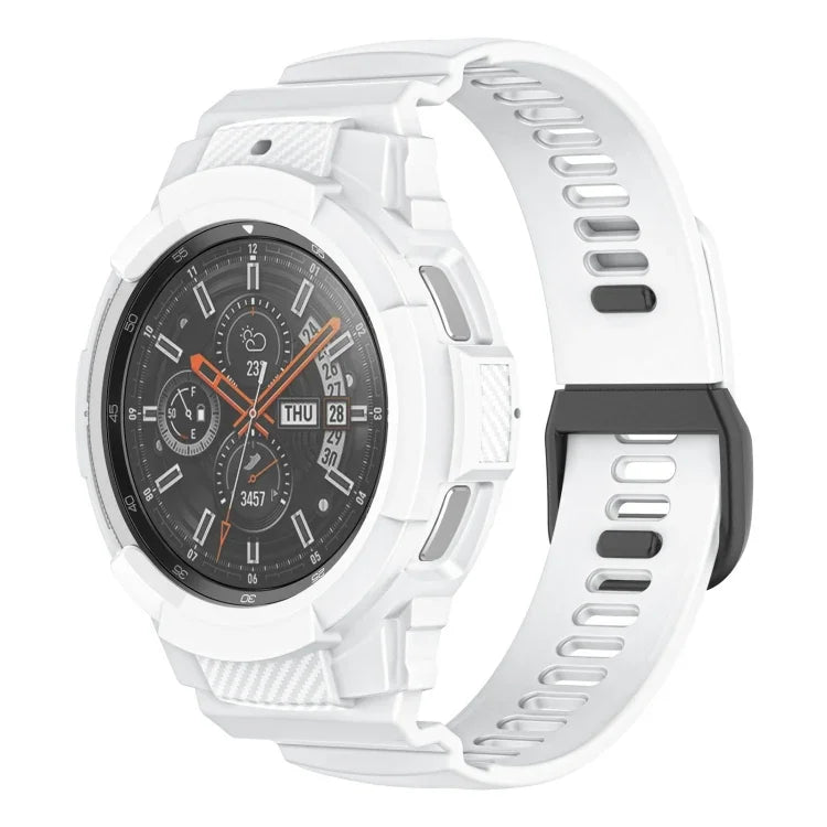 カーボンファイバースポーツシリコン一体型ウォッチバンド、Samsung Galaxy Watch4 Classic 42mm用