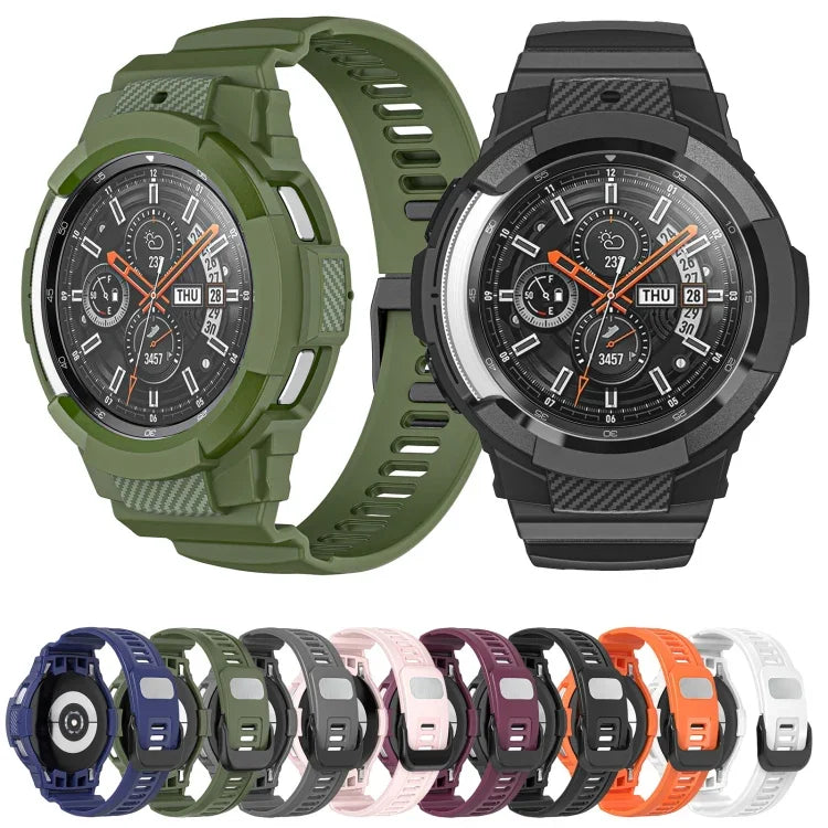 カーボンファイバースポーツシリコン一体型ウォッチバンド、Samsung Galaxy Watch4 Classic 42mm用