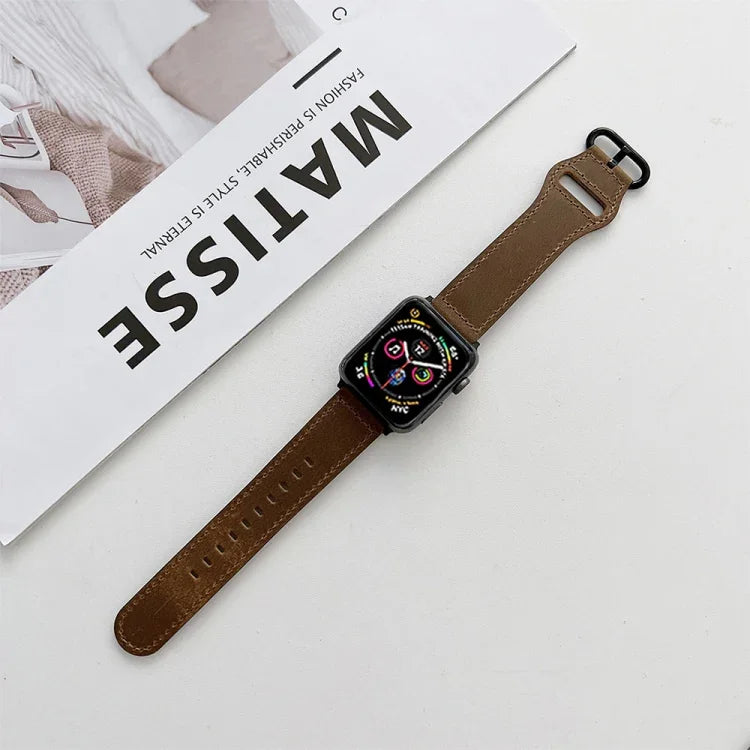 オーバルバックル本革ストラップ、Apple Watchシリーズ用、7 41mm / 6&SE&5&4 40mm / 3&2&1 38mm、7 45mm / 6&SE&5&4 44mm / 3&2&1 42mm