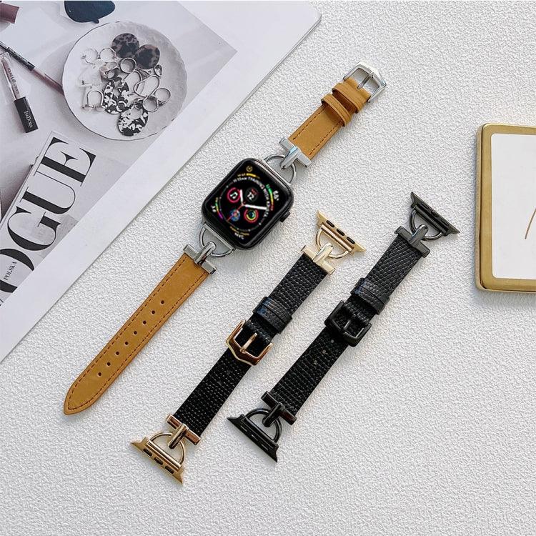 D字型スチール＋本革ストラップ、Apple Watchシリーズ用、7 41mm / 6&SE&5&4 40mm / 3&2&1 38mm、7 45mm / 6&SE&5&4 44mm / 3&2&1 42mm
