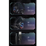 awei GM-2 USB + 3.5mm アンビエントライトゲーミング有線ヘッドセット マイク付き、GM-2