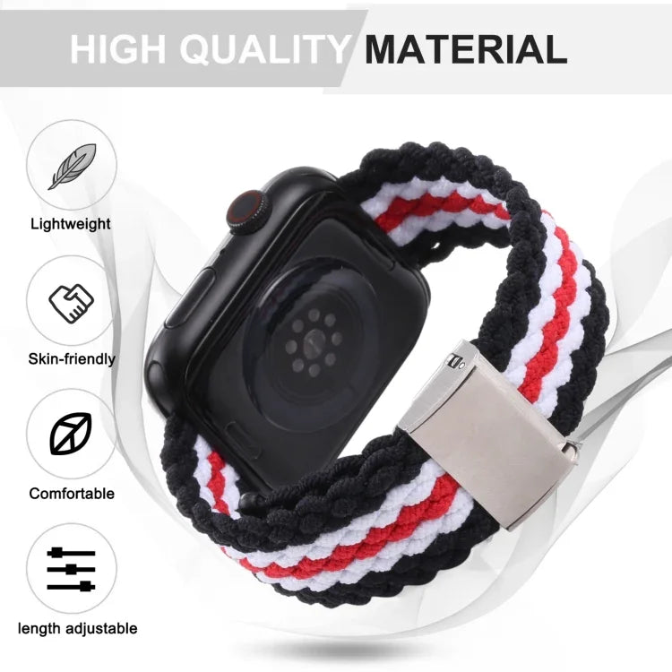 Vertical Texture Braided Watchband For Apple Watch Series, 7 41mm / 6&SE&5&4 40mm / 3&2&1 38mm, 7 45mm / 6&SE&5&4 44mm / 3&2&1 42mm