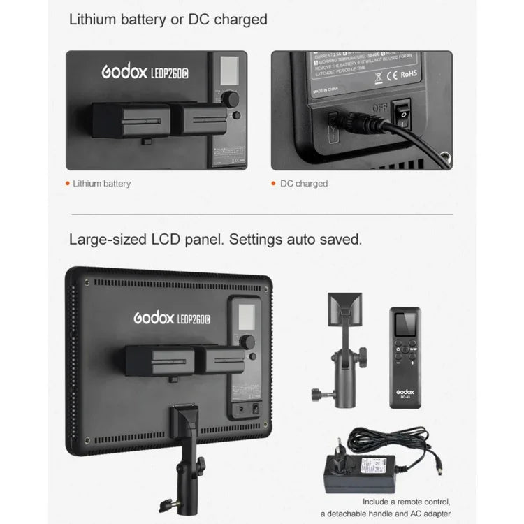 Godox LEDP260C LEDビデオ撮影用ライト、LEDP260C