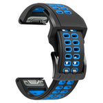 Dual Row Holes Two-color Silicone Watchband, 22mm, 26mm