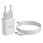 IVON AD-33 2イン1 2.1A シングルUSBポート トラベルチャージャー + 1m USB to 8ピンデータケーブルセット、EUプラグ、USプラグ