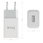 IVON AD-33 2イン1 2.1A シングルUSBポート トラベルチャージャー + 1m USB to 8ピンデータケーブルセット、EUプラグ、USプラグ