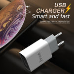 IVON AD-33 2in1 2.1A シングルUSBポートトラベルチャージャー + 1m USB to Micro USBデータケーブルセット、EUプラグ、USプラグ