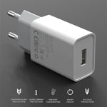 IVON AD-33 2in1 2.1A シングルUSBポートトラベルチャージャー + 1m USB to USB-C / Type-Cデータケーブルセット、EUプラグ、USプラグ