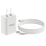 IVON AD-33 2in1 2.1A シングルUSBポートトラベルチャージャー + 1m USB to USB-C / Type-Cデータケーブルセット、EUプラグ、USプラグ