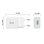 IVON AD-35 2in1 18W QC3.0 USBポートトラベルチャージャー + 1m USB to USB-C / Type-Cデータケーブルセット、EUプラグ、USプラグ