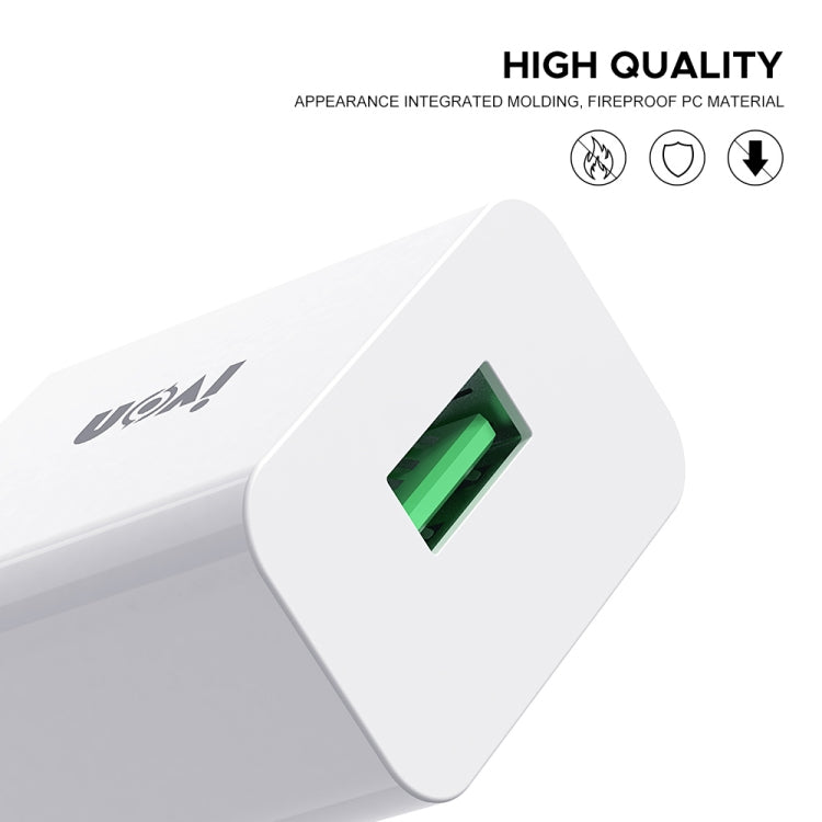 IVON AD-35 2in1 18W QC3.0 USBポートトラベルチャージャー + 1m USB to USB-C / Type-Cデータケーブルセット、EUプラグ、USプラグ
