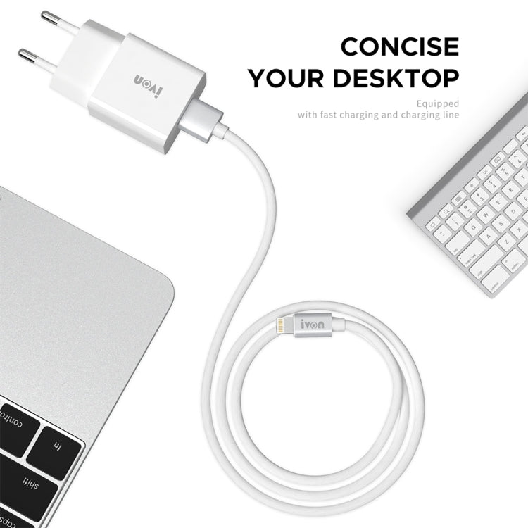 IVON AD-35 2in1 18W QC3.0 USBポートトラベルチャージャー + 1m USB to USB-C / Type-Cデータケーブルセット、EUプラグ、USプラグ