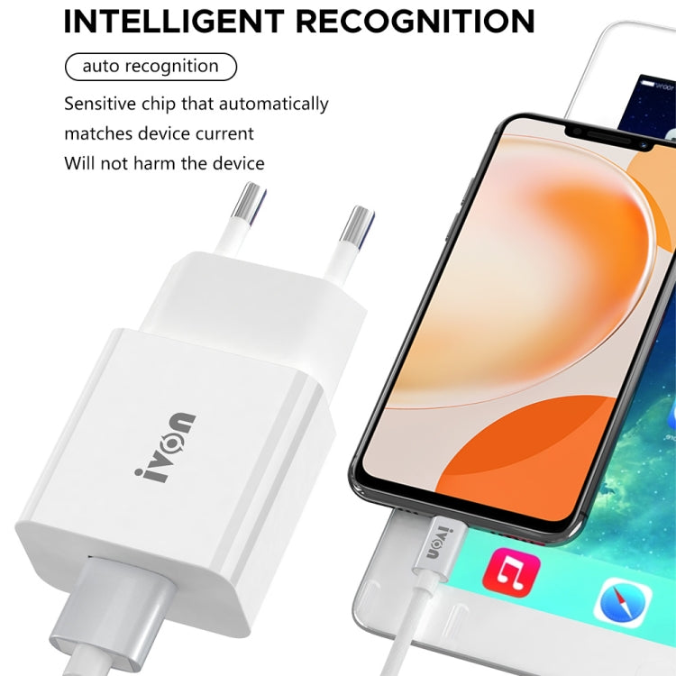 IVON AD-35 2in1 18W QC3.0 USBポートトラベルチャージャー + 1m USB to USB-C / Type-Cデータケーブルセット、EUプラグ、USプラグ