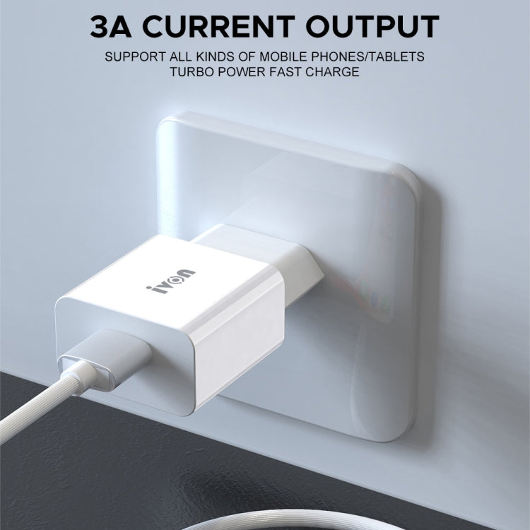 IVON AD-35 2in1 18W QC3.0 USBポートトラベルチャージャー + 1m USB to USB-C / Type-Cデータケーブルセット、EUプラグ、USプラグ