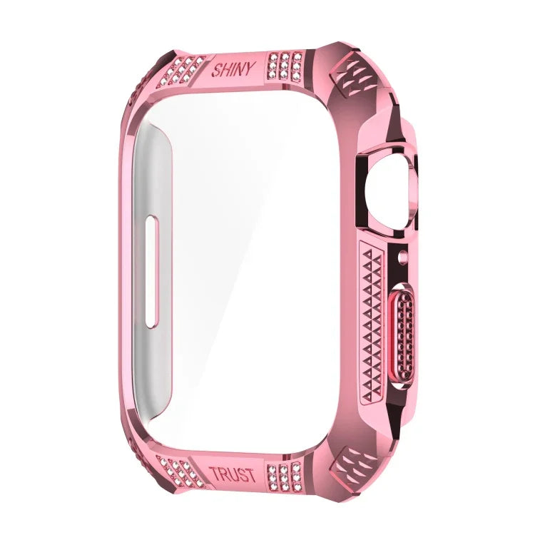 ひし形ベルトドリル＋強化フィルム一体型ケース、Apple Watchシリーズ9 / 8 / 7 41mm用、Apple Watchシリーズ9 / 8 / 7 45mm用