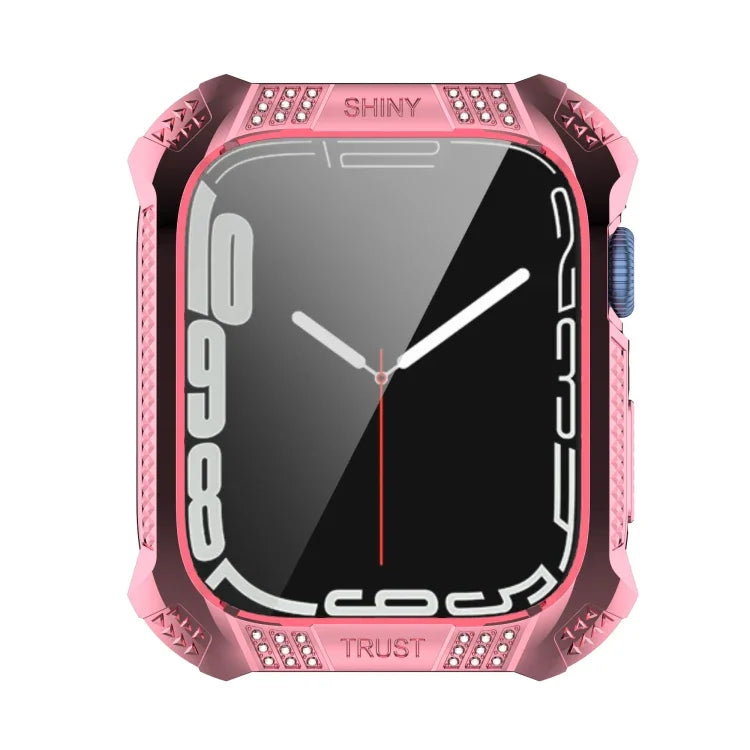 ひし形ベルトドリル＋強化フィルム一体型ケース、Apple Watchシリーズ9 / 8 / 7 41mm用、Apple Watchシリーズ9 / 8 / 7 45mm用