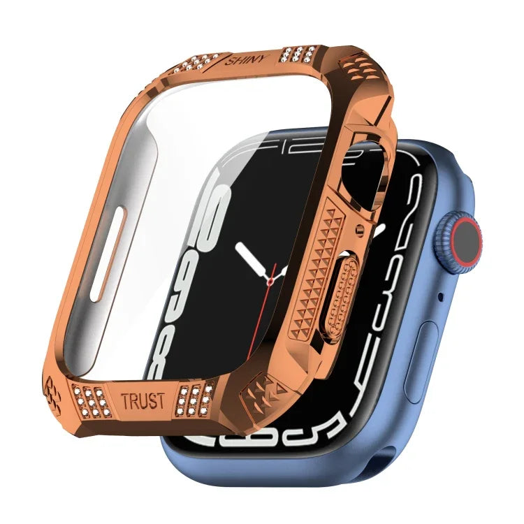 ひし形ベルトドリル＋強化フィルム一体型ケース、Apple Watchシリーズ9 / 8 / 7 41mm用、Apple Watchシリーズ9 / 8 / 7 45mm用